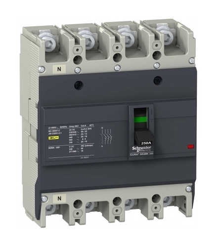 Силовой автомат Schneider Electric Easypact EZC 250, TM-D, 25кА, 4P, 100А