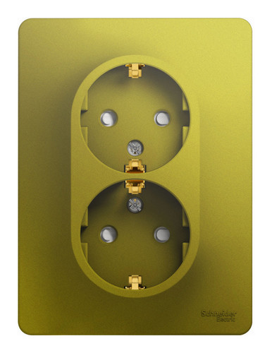 Розетка двухместная Schneider Electric GLOSSA, скрытый монтаж, с заземлением, со шторками, фисташковый