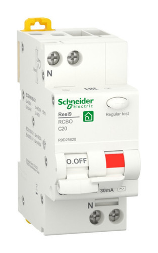 Дифавтомат Schneider Electric Resi9 1P+N 20А ( C ) 6 кА, 30 мА ( AC ), R9D25620