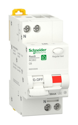 Дифавтомат Schneider Electric Resi9 1P+N 6А ( C ) 6 кА, 30 мА ( A ), R9D55606